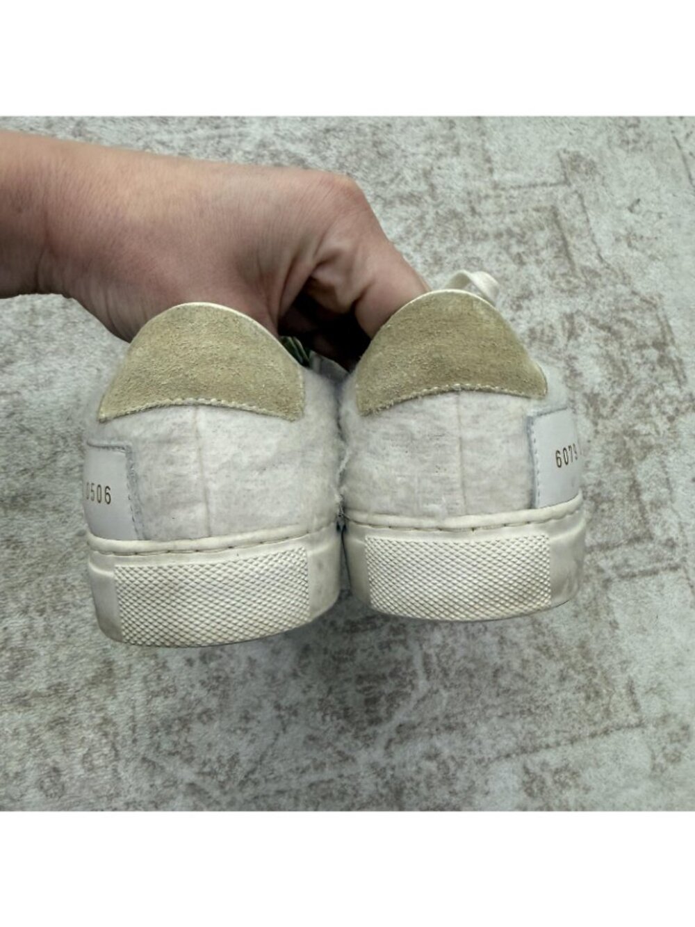 Common Projects Shoes Womens Size 6.5 Beige Suede Wool Low Top Sneakers 6079 - Picture 6 of 15